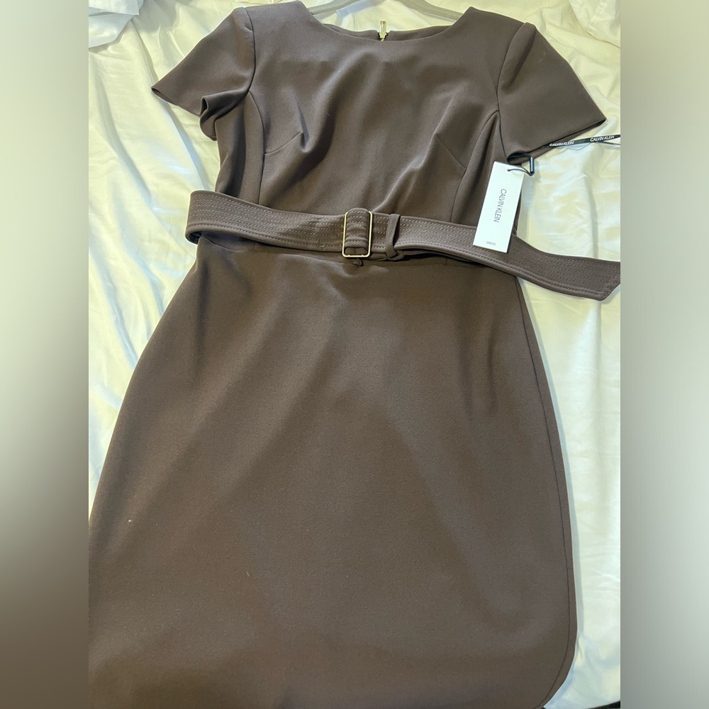 Calvin Klein Chocolate Mini Dress with Belt